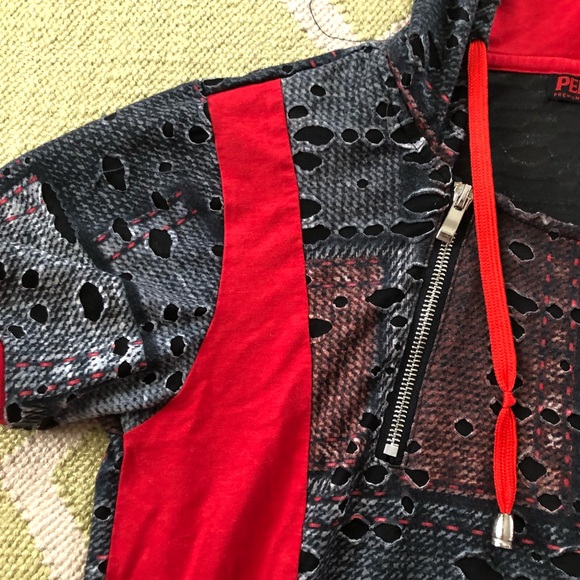 Perruzo Distressed Hooded Short Sleeve Shirt - Picture 4 of 5